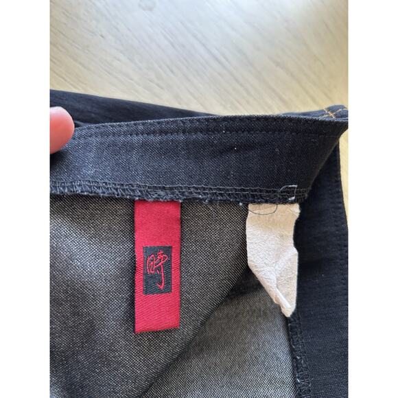 Midi Skirt Small Stretch Denim Split Front & Back Goth Sexy Vamp Cowgirl Black - Picture 3 of 6